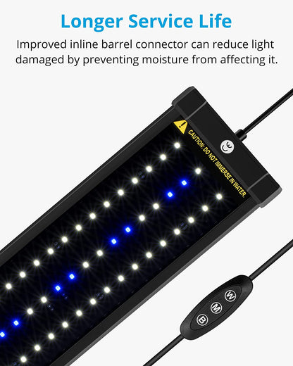Classicled Aquarium Light, Fish Tank Light with Extendable Brackets, White and Blue Leds, Size 28 to 36 Inch, 18 Watts